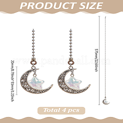 4Pcs Moon with Star Acrylic Charms Ceiling Fan Pull Chain Extenders&nbsp;HJEW-LP00045