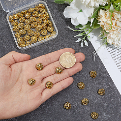 チベットスタイルの合金ビーズ50個。  ライオン  アンティーク黄金  12x11x6mm  穴：1.5mm&nbsp;FIND-PH0038-16AG