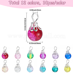 120Pcs 12 Colors Round Crackle Glass Pendants&nbsp;PALLOY-BM00015