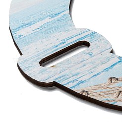 天然木のペンダントデコレーション  麻ひも付き  水泳リング  ライトスカイブルー  225x4mm  穴：40x10mm&nbsp;WOOD-I005-01