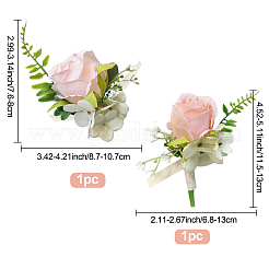 2Pcs 2 Style Silk Cloth Imitation Rose Corsage Boutonniere&nbsp;AJEW-CP0001-61B