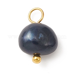 染め天然淡水養殖真珠チャーム  研磨両側  真鍮のループを有します  ミックスカラー  ゴールドカラー  12~12.5x7~8x5.5~6mm  穴：2.2mm&nbsp;PALLOY-JF02133-01