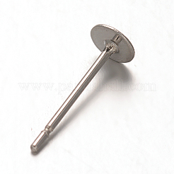 Tarnish Resistant 304 Stainless Steel Flat Round Blank Peg Stud Earrings Findings&nbsp;STAS-F075-39C