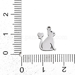 ステンレススチールチャーム201個  ハートチャームの猫  レーザー切断  変色防止  ステンレス鋼色  12x8x1mm  穴：1.2mm&nbsp;STAS-Z155-03P