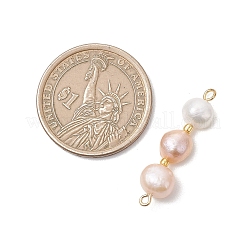 Three-Color Natural Pearl Potato Beaded Connector Charms&nbsp;PALLOY-JF04901