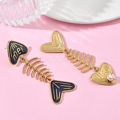 304 Stainless Steel Enamel Dangle Stud Earrings for Women&nbsp;EJEW-L315-06G-01