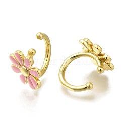 Rack Plating Flower Brass Cuff Earrings&nbsp;EJEW-H016-33G-02