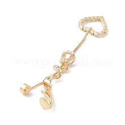 Long Tassel with Heart Crystal Rhinestone Charm Belly Ring&nbsp;AJEW-F057-04G