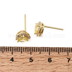 Brass Micro Pave Cubic Zirconia Stud Earrings&nbsp;EJEW-G471-17G