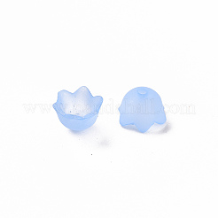 透明アクリルビーズキャップ  チューリップの花  スズラン  艶消し  シアン  10x6mm  穴：1.5mm  約2100個/500g&nbsp;PL543-5
