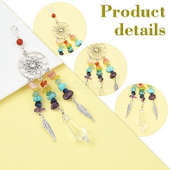 Chakra Natural & Synthetic Gemstone Chips & Alloy Pendant Decorations&nbsp;HJEW-FS00024