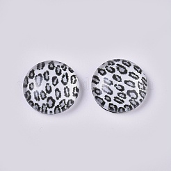 ガラスカボション  ヒョウ柄の半円形  グレー  12x4mm&nbsp;LS-GLAA-WH0015-09H