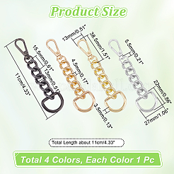 4Pcs 4 Colors Alloy Curb Chain Purse Strap Extenders&nbsp;FIND-WR0008-85
