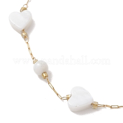 Summer Beach Natural White Shell Link Chain Anklets&nbsp;AJEW-AN00771-01