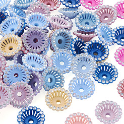 アクリル＆ラインストーンビーズキャップ60個  花  ミックスカラー  21x8mm  穴：3.5mm&nbsp;MACR-TA0002-78