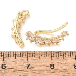 真鍮製パヴェキュービックジルコニアスタッドクローラーピアス  馬の目  18KGP本金メッキ  カドミウムフリー＆鉛フリー  長持ちメッキ  ラックめっき  透明  18x7x7.5mm&nbsp;KK-CBAA351-09G