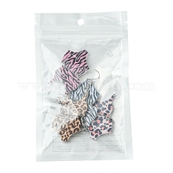 4個4スタイルプリントアクリルパーツ  鉄製丸カン付き  ヒョウ柄水着  ミックスカラー  46x23x2mm  穴：5.5mm  1個/スタイル&nbsp;MACR-FS0001-75
