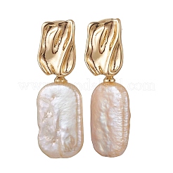 Rectangle Natural Keshi Pearl Dangle Stud Earrings&nbsp;EJEW-JE06975