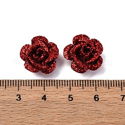 3d ローズフラワーベーキングペイントアルミビーズ  スパンコール  暗赤色  15.5x9mm  穴：1.2mm&nbsp;FIND-L019-01F