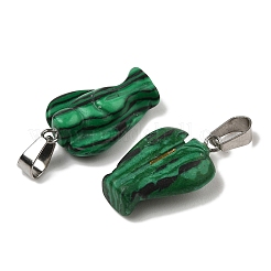 合成マラカイトペンダント  201ステンレススチール製金具付き  天使  24~25x15~16x7~8mm  穴：5x7mm&nbsp;G-B127-10P-08