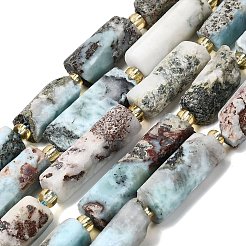 天然石ラリマービーズ連売り  コラム  シードビーズで  14~30x6.5~7.5x6.5~7.5mm  穴：1mm  約13~15個/連  15.87''（40.3cm）〜16.06''（40.8cm）&nbsp;G-D353-A03