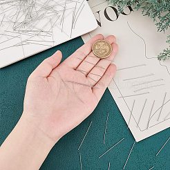 304ステンレススチールフラットヘッドピン500個  ステンレス鋼色  40x0.6mm  ヘッド：1.5mm&nbsp;STAS-UN0046-82