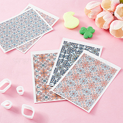 5枚 5スタイル 花柄 陶芸粘土 水転写紙  釉下転写デカール  DIYイヤリングペンダント用  ミックスカラー  138x95mm  1個/スタイル&nbsp;AJEW-HY0002-17C