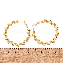 真鍮ツイストフープピアス  ニッケルフリー  18KGP本金メッキ  49x4mm&nbsp;EJEW-A143-09G