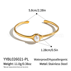 イミテーションパールオーバル304ステンレススチールカフバングル（女性用）  18KGP本金メッキ  内径：2.28インチ（5.8cm）&nbsp;KB1970-1