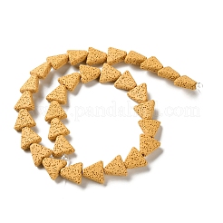 三角形に染めた天然溶岩石ビーズ連売り  ゴールド  13x14x5mm  穴：1.2mm  約31個/連  15.35''（39センチメートル）&nbsp;G-O126-04A-08