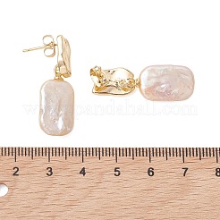 Rectangle Natural Keshi Pearl Dangle Stud Earrings&nbsp;EJEW-JE06975