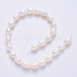 天然養殖淡水パールビーズ連売り  ライス  貝殻色  6.5~7.5x6.5~15  穴：0.8mm  約19~22個/連  6.89インチ〜7.09インチ（17.5cm〜18cm）&nbsp;PEAR-N012-06D