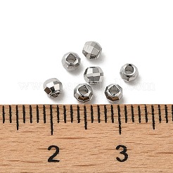 真鍮製スペーサービーズ  多面カット  バレル  プラチナメッキ  3x2.3mm  穴：1.2mm&nbsp;KK-P249-02B-P