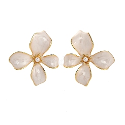 Flower Brass Enamel Stud Earrings&nbsp;EJEW-P308-02G-B