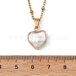バロック天然ケシパールハートペンダント304ステンレススチールサテライトチェーンネックレス（女性用）  ホワイト  ゴールドカラー  15.79インチ（40.1cm）&nbsp;NJEW-JN06238