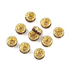 真鍮製A級ラインストーンスペーサービーズ  黄金メッキ  ロンデル  ニッケルフリー  ライトアメジスト  4x2mm  穴：0.8mm&nbsp;RSB034NF-16G