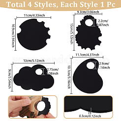 アクリルネイルアートディスプレイボード4個  混合図形  ブラック  11x10.9x0.3cm&nbsp;ODIS-WH0030-267B