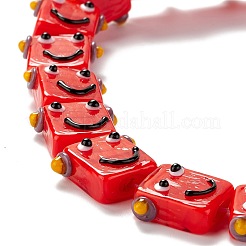 手作りランプワークビーズ連売り  ロボットヘッド  レッド  13.5~14x10~17x7~8mm  穴：1mm  約20個/連  11.30インチ（28.7cm）&nbsp;LAMP-D015-07E