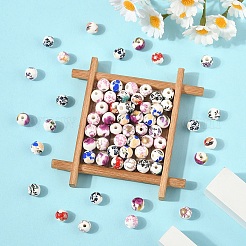100Pcs 10 Colors Handmade Printed Porcelain Beads&nbsp;PORC-YW0001-37