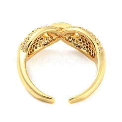 Hip Hop Pig Nose Rack Plating Brass Micro Pave Cubic Zirconia Open Cuff Ring for Women&nbsp;RJEW-F153-04G