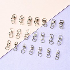 30 個 3 スタイル合金両端スイベルアイフック  スイベルコネクタークラスプ  鉄丸カン付き  プラチナ  16~19x6.5~8.5x4.5~5.5mm  穴：3.5~4.5x4~5.5mm  リング：8x1mm  穴：5.5mm  10個/スタイル&nbsp;FIND-YW0004-30