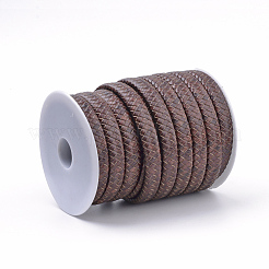 レザー編組コード  擬似皮ひもを内側に  サドルブラウン  11~12x6mm  約10.93ヤード（10m）/ロール&nbsp;WL-R009-12x6-03