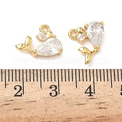 Brass Micro Pave Cubic Zirconia Whale Shape Charms&nbsp;KK-A281-08G