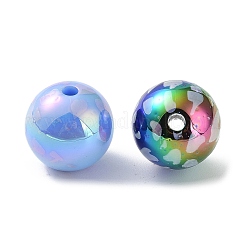 UVメッキ不透明アクリルビーズ  虹色の  ラウンド  ミックスカラー  15.5x15mm  穴：2.5mm&nbsp;MACR-K351-27
