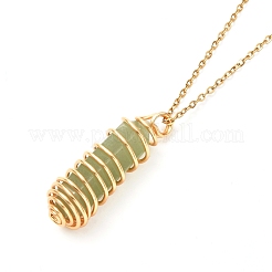 Double Pointed Mixed Stone Pendant Necklace for Girl Women&nbsp;NJEW-JN03684