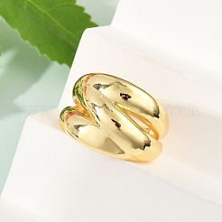 真鍮オープンカフリング  女性のための分厚いリング  カドミウムフリー＆鉛フリー  18KGP本金メッキ  15.5mm  内径: 調節可能&nbsp;RJEW-G343-18G