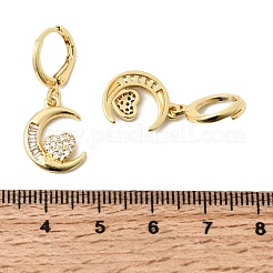 Moon Brass Micro Pave Clear Cubic Zirconia Hoop Earrings&nbsp;EJEW-Z162-01G