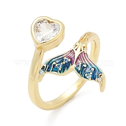 Brass Pave Clear Cubic Zirconia Cuff Rings&nbsp;RJEW-V013-01G