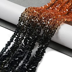 クリアガラスビーズ連売り  セグメント化されたマルチカラービーズ  三角形  ブラック  4.5x4.5x3mm  穴：0.9mm  約142個/連  13.58~13.78''（34.5~35センチメートル）&nbsp;GLAA-H023-03B