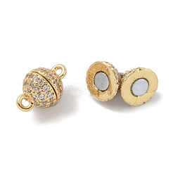Rack Plating Brass Micro Pave Cubic Zirconia Magnetic Clasps with Loops&nbsp;KK-A224-11G